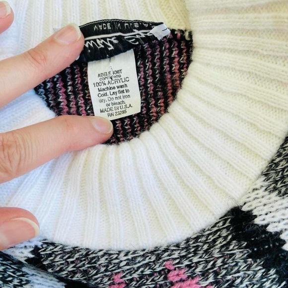 Vintage Private Eyes Adele Knit Chunky Mock Neck Long Sweater Aztec Geometric - Picture 4 of 7